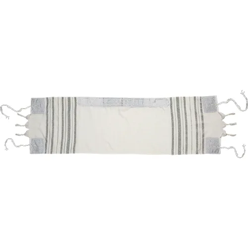 טלית קטן חלאקה אקרילן 105x30 ס"מ פסים כסף