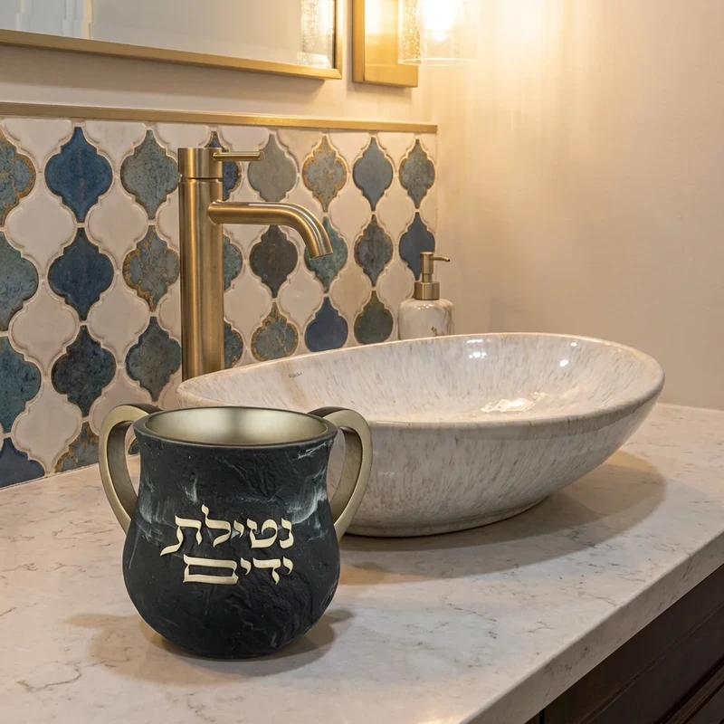 נטלה מפולימר שחורה עם אותיות זהב בולטות | 14 ס"מ