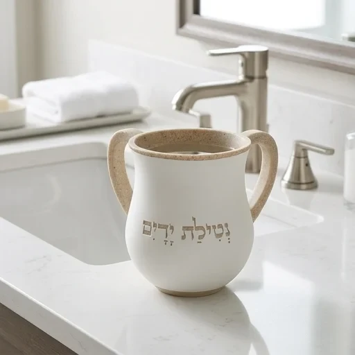 נטלה מפולימר לבנה עם שפה בגוון חול | 14 ס"מ