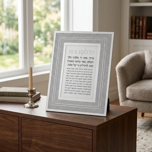 מסגרת נצנצים "קווים" עם "הדלקת נרות" | 25X20 ס"מ