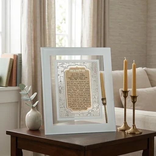 מסגרת זכוכית "הדלקת נרות" עם חיתוך לייזר ירושלים | 28X23 ס"מ