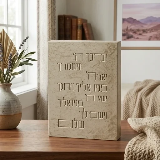 בלוק פולימר בגוון בטון "ברכת כהנים" מגולף | 22X16 ס"מ