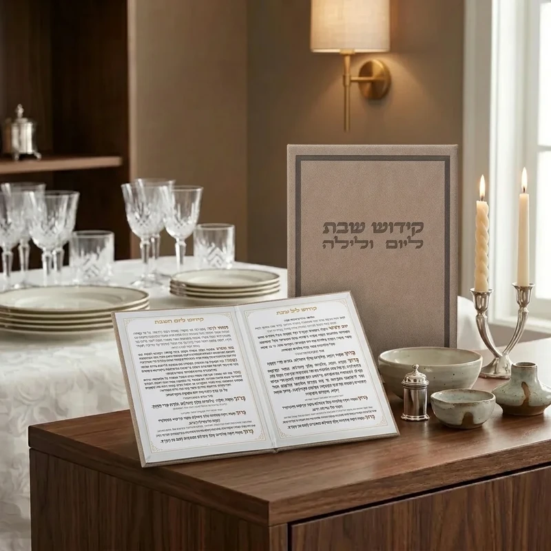 ספר קידוש שבת ליום ולילה בכריכת דמוי עור נוסח אשכנזי | 12X17.5 ס"מ