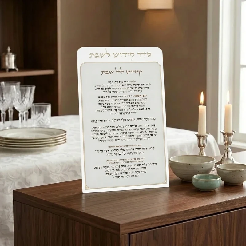 לוח קידוש לשבת מפרספקס נוסח אשכנזי | 25X15 ס"מ
