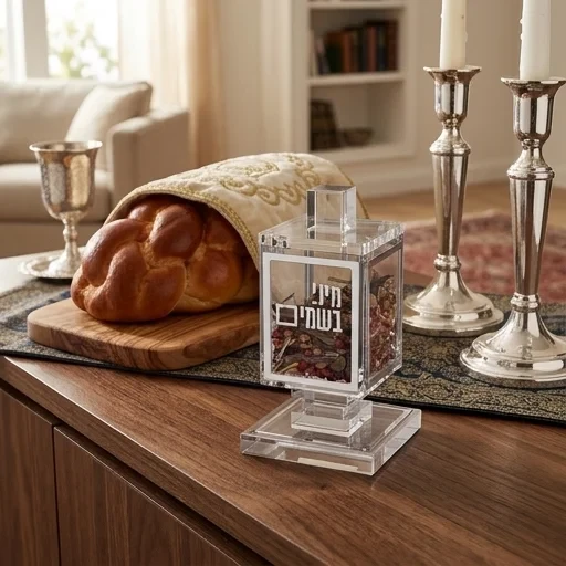 כלי בשמים אקריליק עם תערובת בשמים להבדלה - גוון כסף | 13 ס״מ