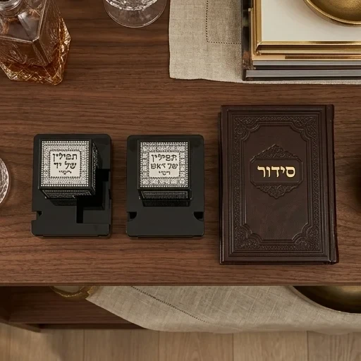 בתי תפילין פלסטיק שחור עם פלקטה כסופה | 37 ס״מ