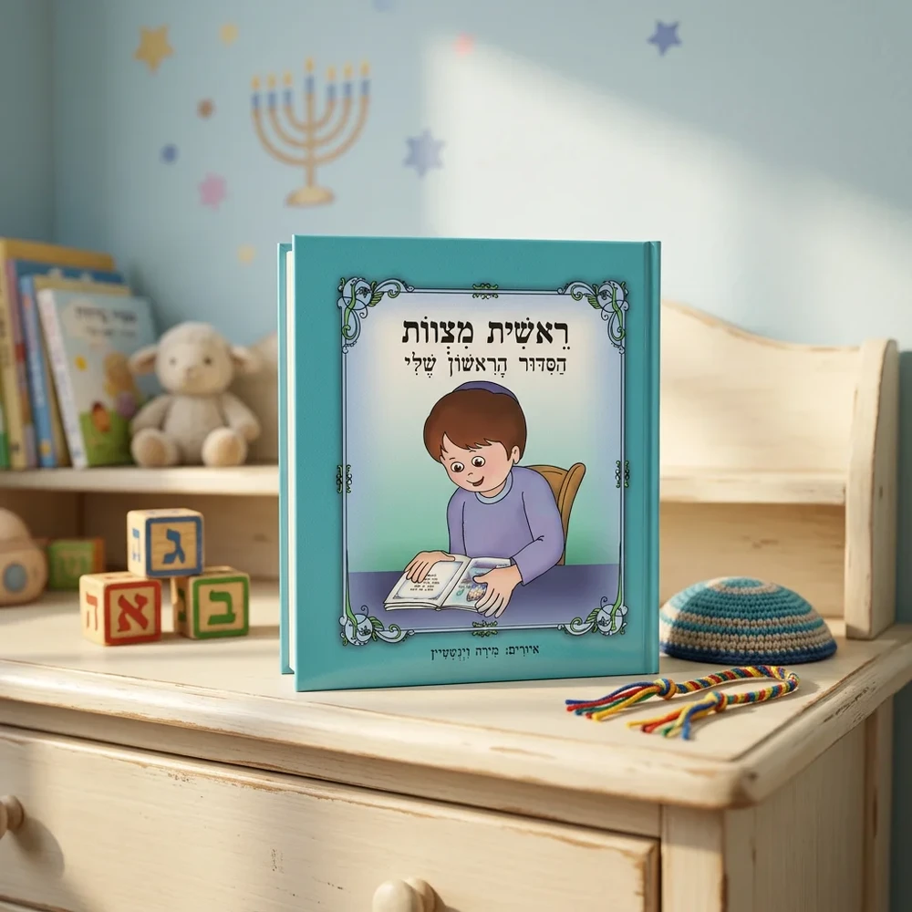 ספר תפילה אפור-תכלת בעברית ״ראשית מצוות הסידור הראשון שלי״ | 18 ס״מ