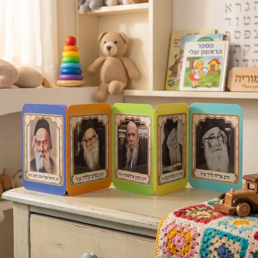 ספר תמונות רבנים לילדים מפלסטיק בצבעוניות ספרדית | 13 ס״מ