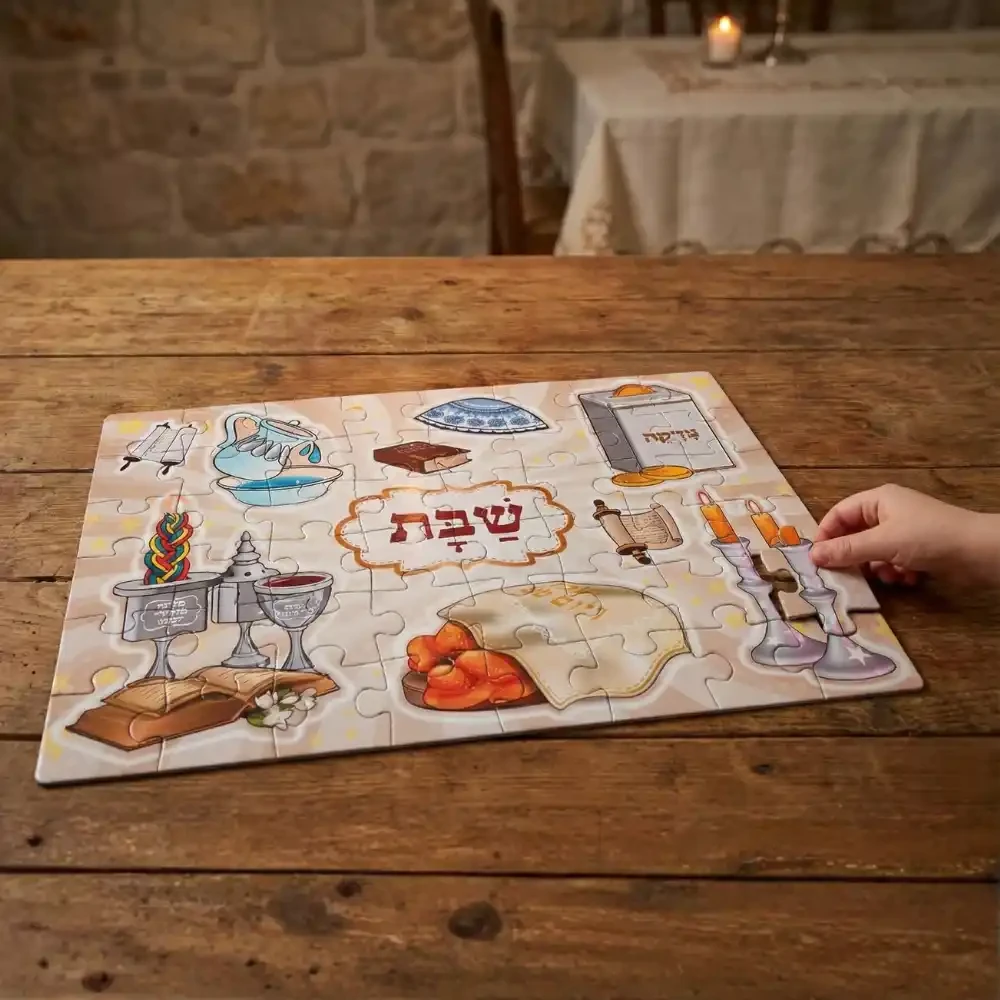 פאזל עץ צבעוני לילדים בנושא שבת | 38 ס״מ