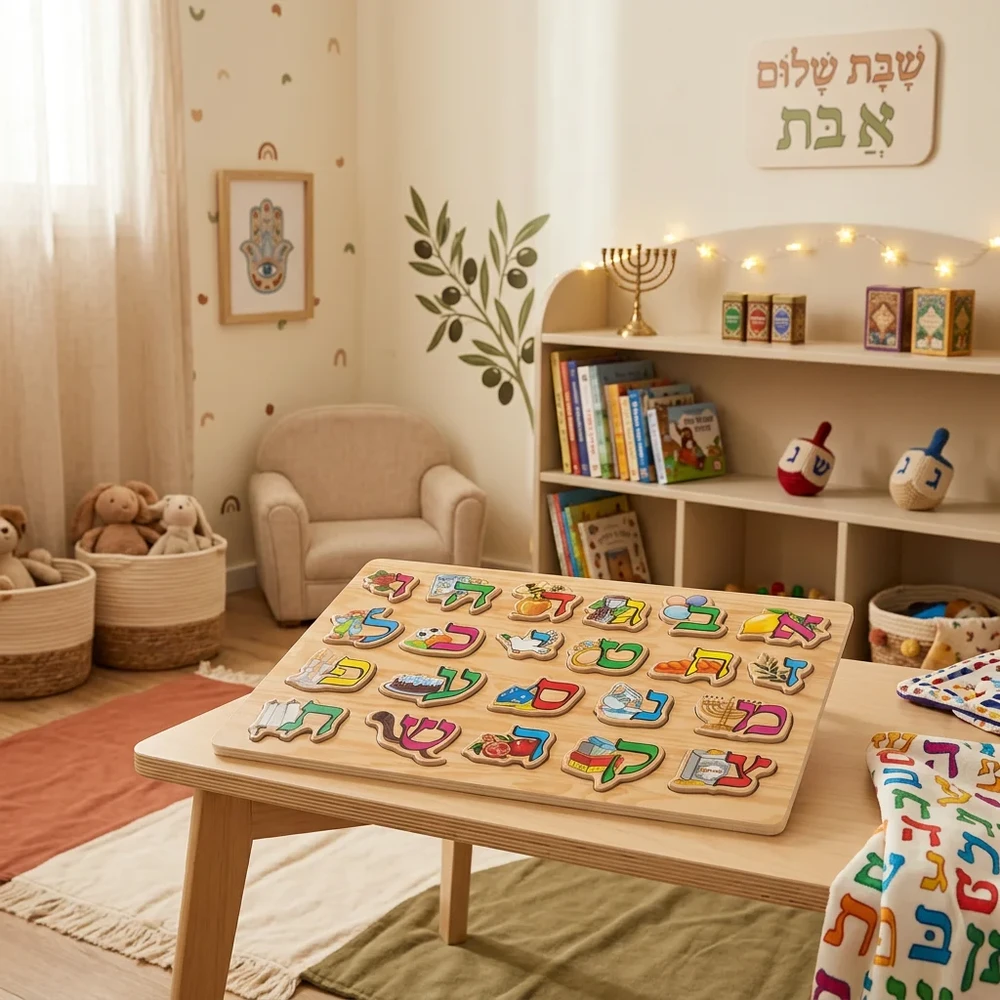 פאזל עץ אותיות א״ב צבעוניות | 30 ס״מ