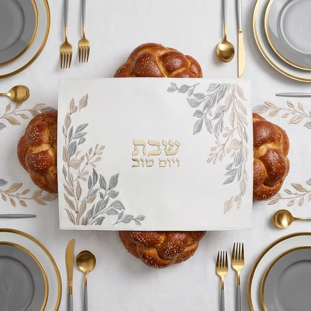כיסוי חלה לבן דמוי עור לבר מצווה | 45 ס״מ
