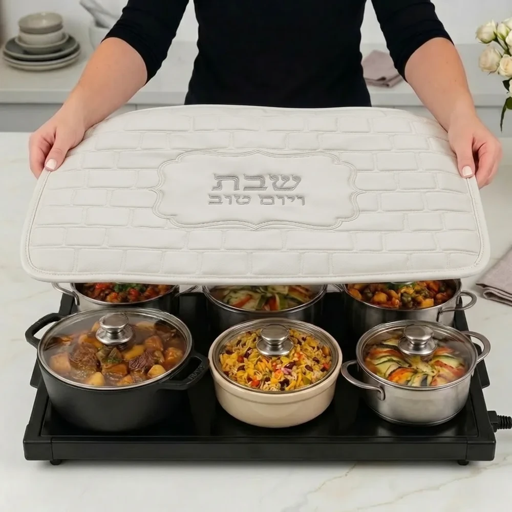כיסוי פלטה דמוי עור לבן מהודר | 70X80 ס״מ