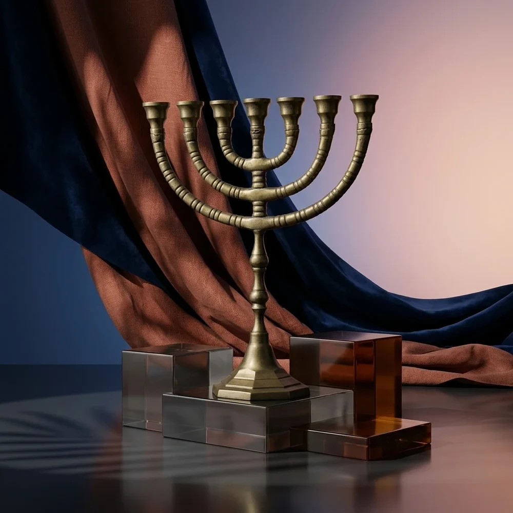 מנורת חנוכה מאלומיניום בגימור זהוב | 30 ס״מ