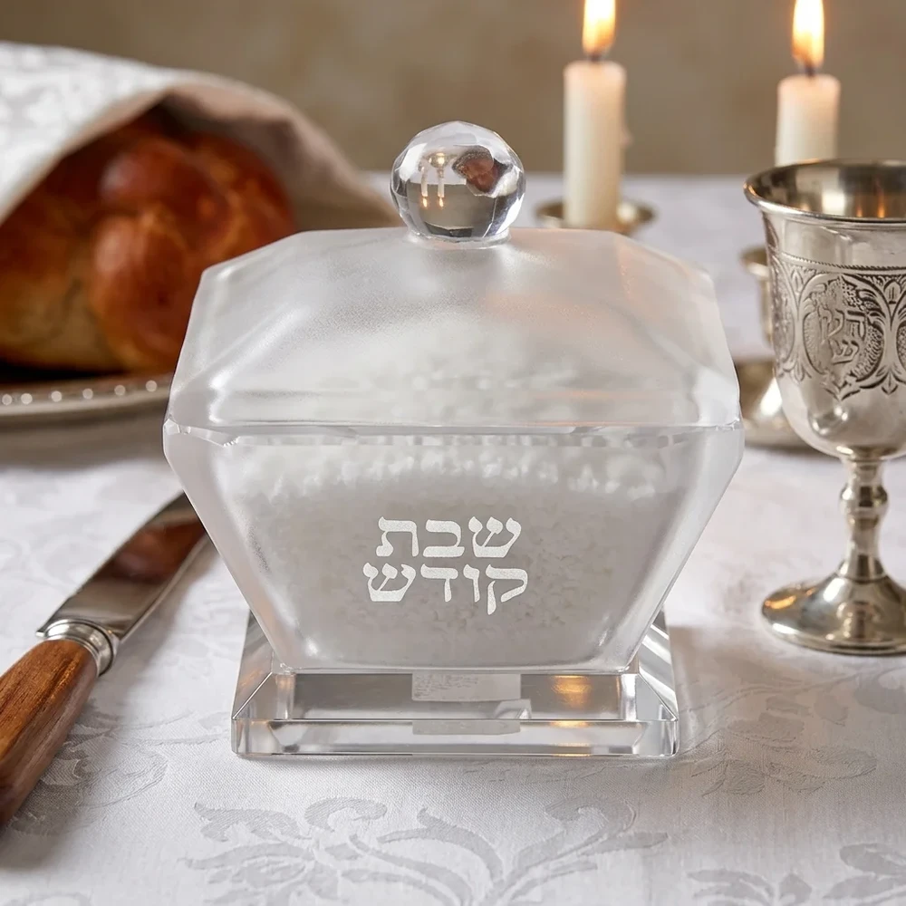מלחייה מקריסטל שקוף עם מכסה | 6 ס״מ