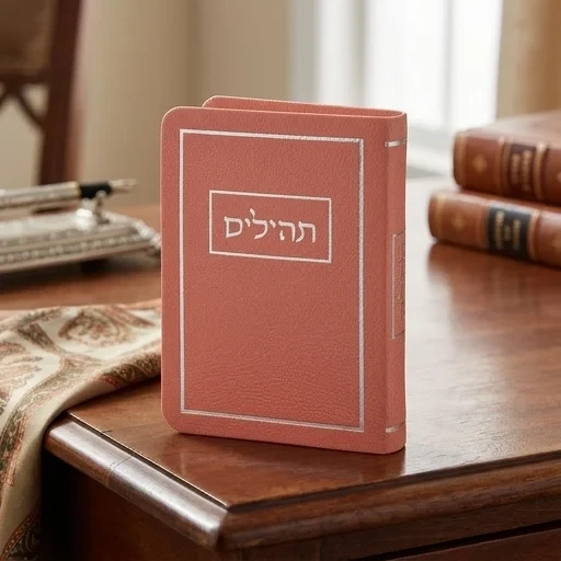 ספר תהילים בכריכה דמוי־עור ורודה עם דפי אקריליק | 20 ס״מ
