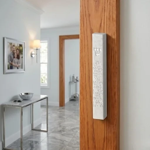 מזוזת פולימר בצבע כסף עם כיתוב ברכת הבית | 12