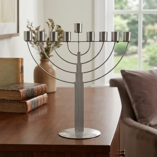 חנוכייה מוכספת לנרות חוטים חצי עגול | 30 ס״מ