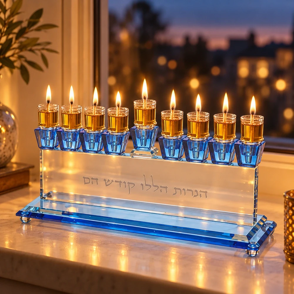 חנוכייה קריסטל מהודרת | 7X28 ס״מ