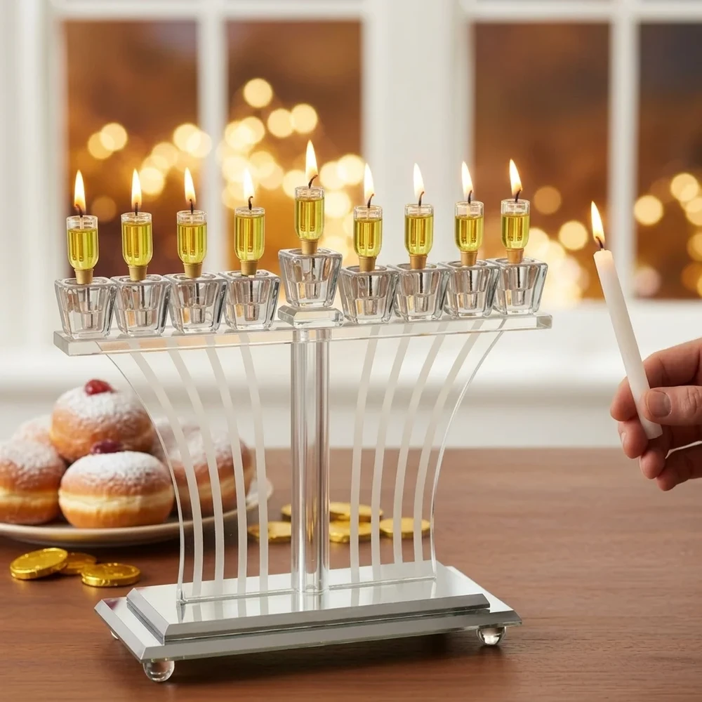 חנוכייה קריסטל מהודרת | 27X21 ס״מ