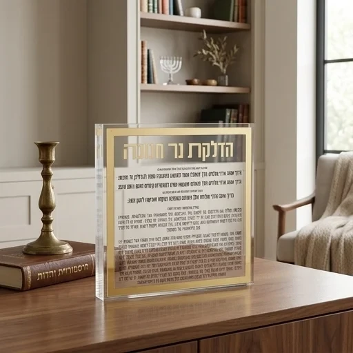 בלוק אקריליק זהב הדלקת מסגרת נרות חנוכה