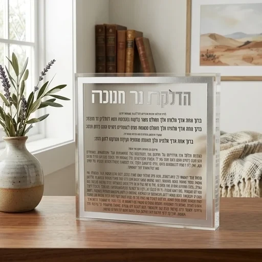 בלוק אקריליק כסף הדלקת מסגרת נרות חנוכה