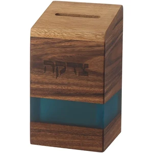 קופת צדקה עץ עם אפוקסי טורקיז 14 ס
