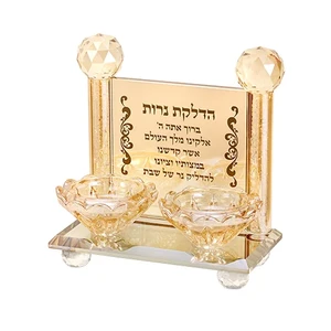 פמוטי קריסטל מהודרים עם הדלקת נרות 12.5x7 ס