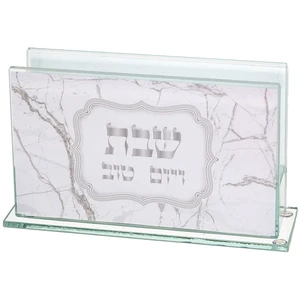 מחזיק גפרורים זכוכית עם הדפסה דגם שיש 12.5*7 ס