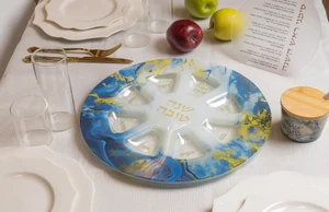 צלחת זכוכית מהודרת לראש השנה 35 ס"מ