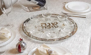 צלחת עגולה מהודרת לראש השנה מזכוכית וקריסטל 40 ס"מ