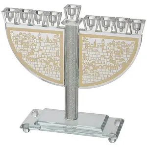חנוכייה קריסטל מהודרת עם פלקטה 23 ס