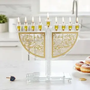 חנוכייה קריסטל מהודרת עם פלקטה 23 ס