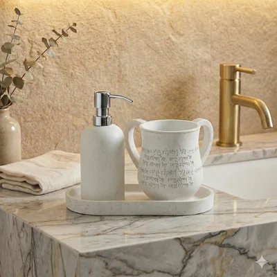 סט סבונייה עם נטלה מפוליריזן מהודר כולל מגש