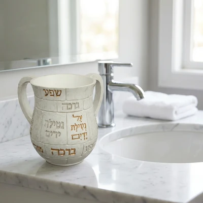 נטלה מפולימר בעיצוב אבני ירושלים עם כיתוב מוזהב | 14 ס"מ