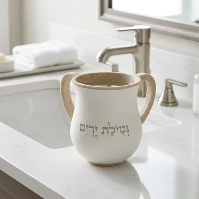 נטלה מפולימר לבנה עם שפה בגוון חול | 14 ס"מ