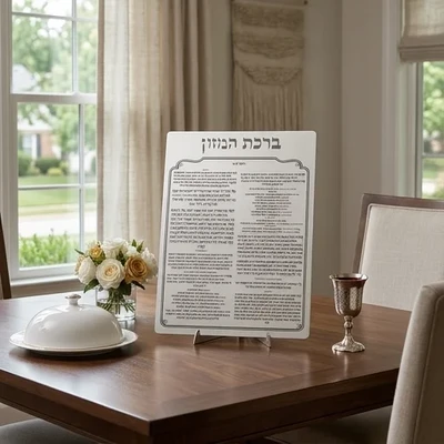 לוח "ברכת המזון" מאקריליק נוסח עדות המזרח | 24X18 ס"מ