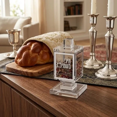 כלי בשמים אקריליק עם תערובת בשמים להבדלה - גוון כסף | 13 ס״מ