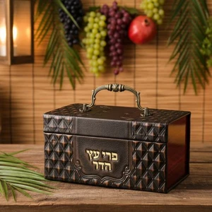 קופסא לאתרוג דמוי עור עם מנעול | 19 ס״מ