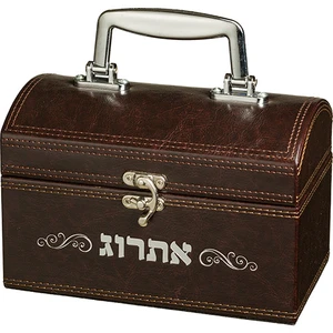 קופסא לאתרוג דמוי עור עם מנעול | 19 ס״מ