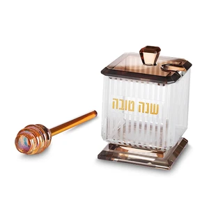 כלי קריסטל שקוף לדבש בגוון רוז גולד | 7 ס״מ
