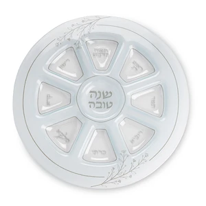 צלחת זכוכית מעוטרת בפרחים | 35 ס״מ