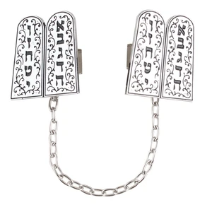 קליפס לטלית מתכת בגימור ניקל עם לוחות הברית | 4 ס״מ