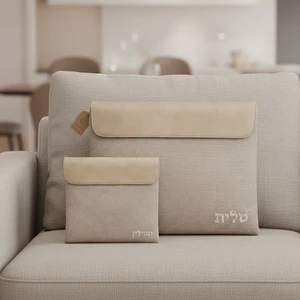 סט טלית ותפילין מבד פשתן | 36 ס״מ