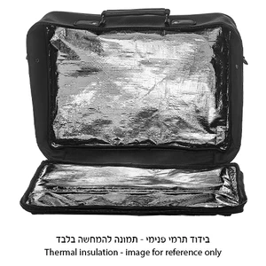 תיק טלית דמוי עור שחור עם פיו מעוטר ואותיות בולטות ״כתר״ | 43 ס״מ