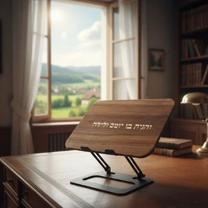 שטנדר מתקפל מעץ חום עם חיזוקי מתכת