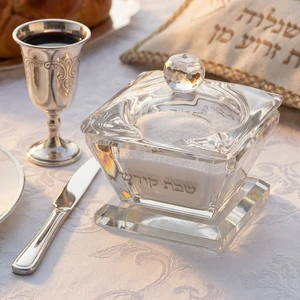 מלחייה מקריסטל שקוף עם מכסה | 6 ס״מ