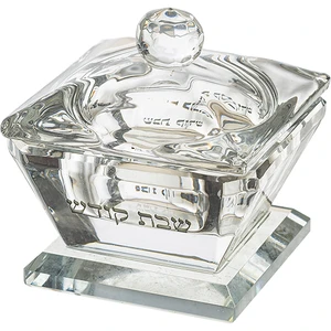 מלחייה מקריסטל שקוף עם מכסה | 6 ס״מ