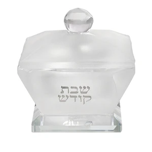 מלחייה מקריסטל שקוף עם מכסה | 6 ס״מ