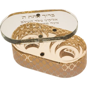 פמוטי נסיעה מקריסטל בגימור זהב עם דוגמת מעוינים | 4 ס״מ