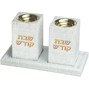 פמוטים עם מגש בפולירזין לבן | 9.5 ס״מ